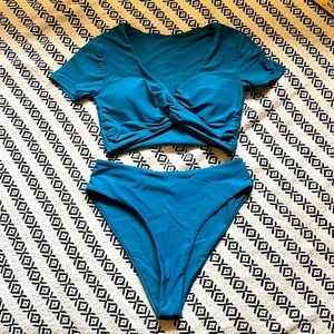 Blue Zaful cap sleeve bathing suit - Size 4 US